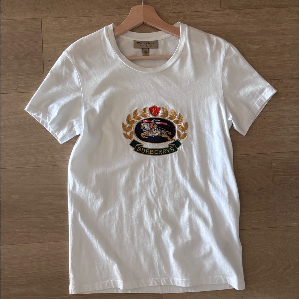 Burberrys White T-Shirt with Embroidered Logo